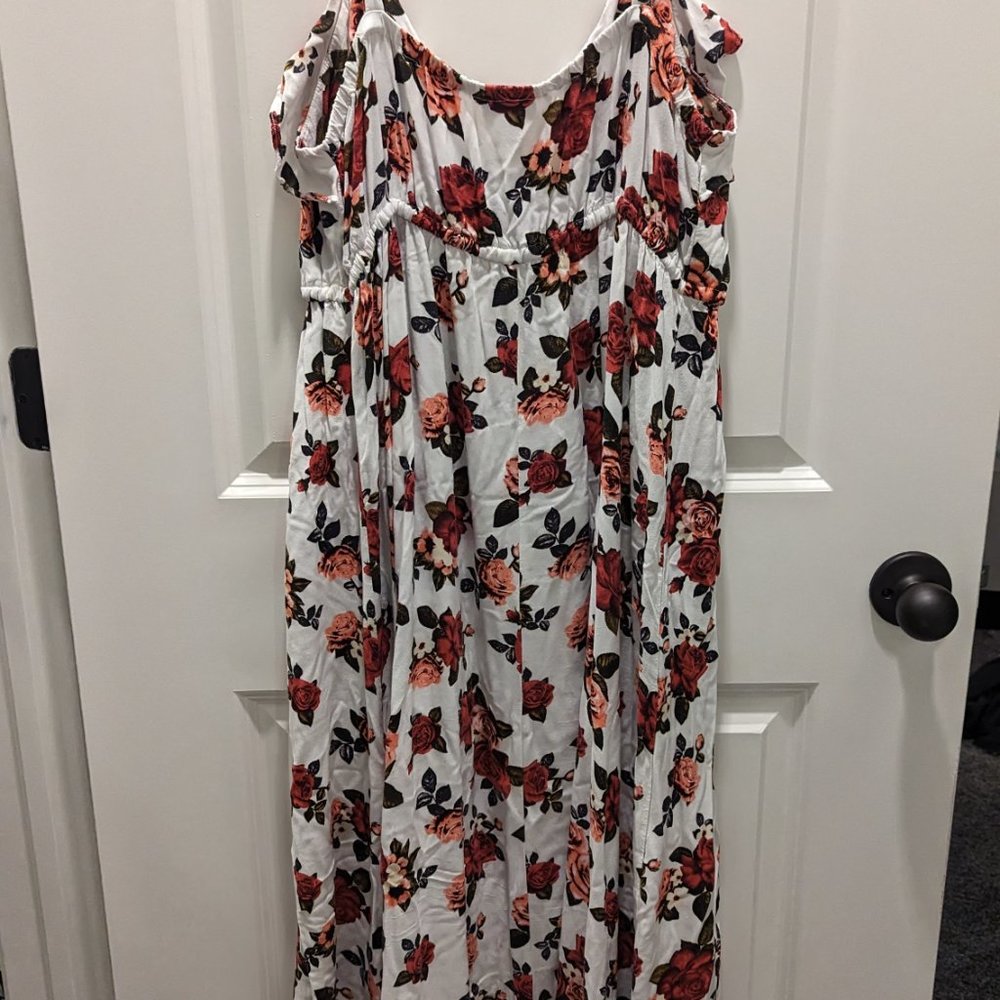 Torrid White and Rose High Low Maxi Dress Size 2 Women - Picture 3 of 8